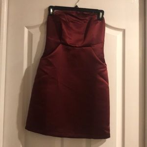 Burgundy Strapless Mini Dress